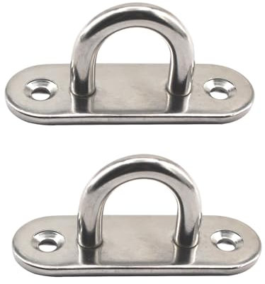 2 ganci M10 in acciaio inox 304 oblunghi con piastra a occhiello per gancio ad anello resistente per ponte marino parete soffitto