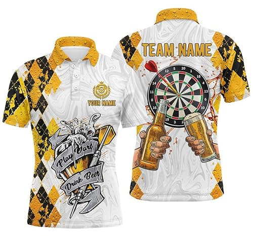 Spiel Dart, Trink Bier - Individuelles Darts Polo & Quarter-Zip-Shirt mit Argyle-Muster für Herren & Damen L0738