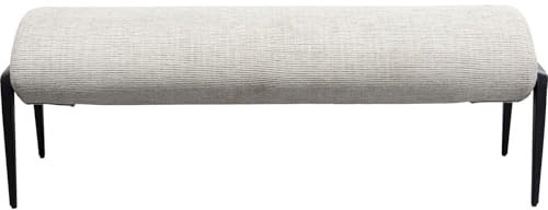 Kare Design Bank Polly, Weiß, 110kg max. Belastbarkeit, 1-2 Personen, Gepolsterte Sitzbank, Pflegeleicht, Stahl Beine, Polsterbank, Wohnzimmer, Schlafzimmer, 49x130x43 cm (H/B/T)
