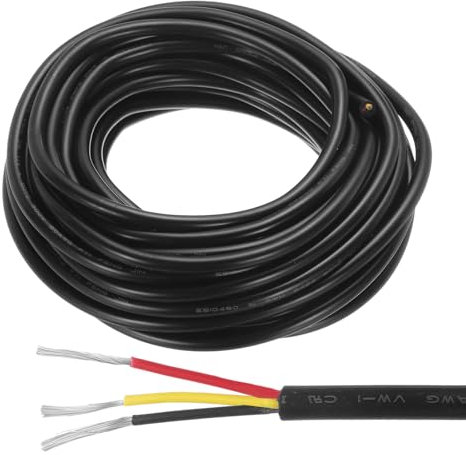 QUARKZMAN Cavo di Prolunga Rosso Nero Giallo a 3 Pin Cavo Elettrico Cavo Parallelo 20 AWG Rame Privo di Ossigeno Lunghezza 26 Piedi per Striscia Luminosa a Led