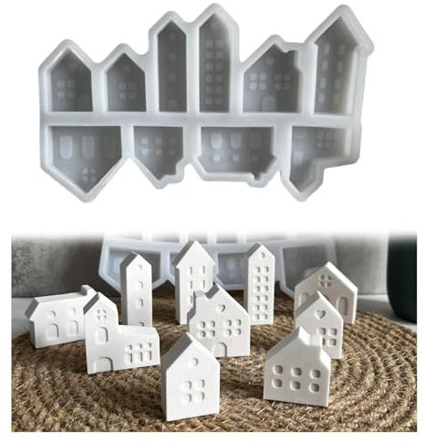 Silikonformen Gießformen Häuser, Silikonform Haus Gips Zum Gießen Haus Giessformen Silikon Haus Kerzenformen Zum Gießen Silikon Gießform Haus Silikonform,21 X 13 X 1,8 Cm