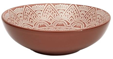 Home Deco Factory, KA0460, Assiette Creuse Terracotta Rouge 185 cm - Design élégant, Durable et Polyvalente pour soupes, pâtes et salades, Facile à Entretenir, idéale pour Toutes Occasions