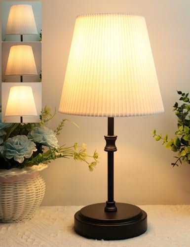 Nachttischlampe Touch Dimmbar, HSLighting Tischlampe Touch Dimmbare Glühbirne 3 Helligkeitsstufen Einstellbar Schreibtischlampe Minimalistische Tischleuchte für Nachttisch Schlafzimmer Lesen Wohnzimme