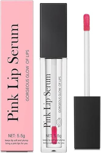 Hooneme Pink Lip Serum Plumper,Color Changing Lip Gloss,Pink Lip Serum Plump Gorgeous Glow of Lips,Pink Lip Serum Booster,Glow Color Changing Lip Oil,Hydrating Lip Stain for Women