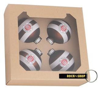FC St. Pauli Christbaumkugeln Weihnachtsbaumkugeln Sets Deko für den Tannenbaum FCSP Fanartikel (4, Braun-Weiß Vereinlogo)