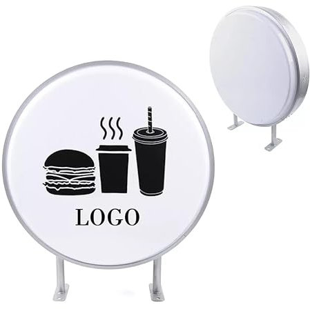 24Zoll LED Lightbox Doppelseitiger Leuchtkasten 60cm Rund Leuchtreklame Lichtwerbung Leuchtschild Multifunktions Werbeschild Plakatwand für Restaurants,Geschäfte,Business Büro Laden