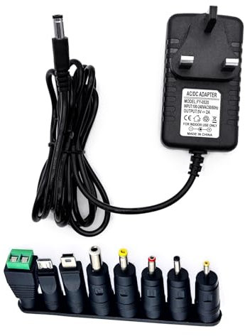 JZK 5V 1A 2A 10W Power Supply Adapter, 5 Volt 2 amp charger, 5v 2a charger with 8 DC Plugs for LED Strip Light, TV Box, Security Webcam, CCTV Camera, Bluetooth Speaker