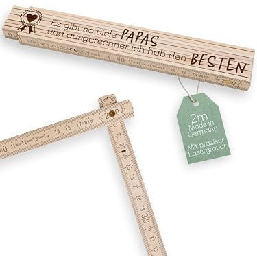 ABENTEUERNAH - Zollstock personalisiert Holz mit präziser Gravur, Vatertagsgeschenk für Papa Geschenk, Opa Geschenk viele Papas