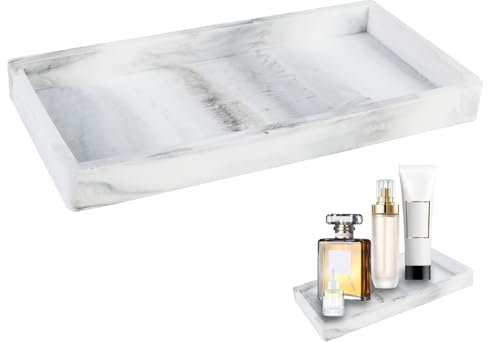Hioip Silicone Vanity Tray Organiser, 10x20cm, White, Rectangular, Resin, 100% Resin, Glam, Textured Finish, Toiletries & Decorative Items Organizer