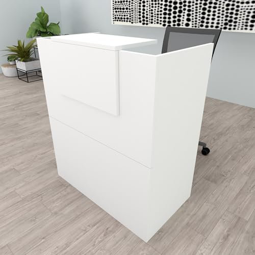 Henor Oja Empfangstheke Rezeption 90x50*107 cm Holz Rezeptionstheken Empfangstisch Supermarkt Store Beauty Salon Friseur Kassentheke Büromöbel Laden-Theke Rezeptionsmöbe Weiß