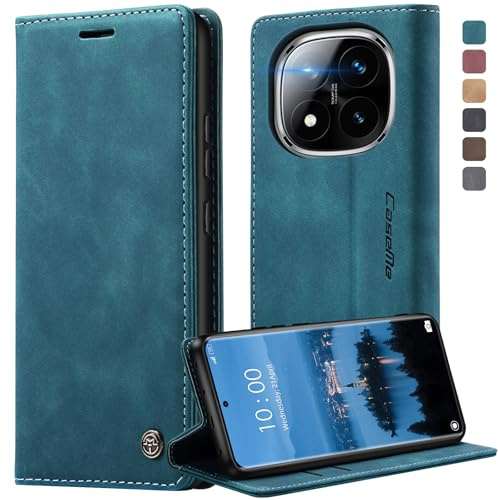 Deisyzy Handyhülle Kompatibel mit Xiaomi Redmi Note 14 Pro 5G Hülle mit Kartenfach Standfunktion Schutzhülle, Premium PU Leder Magnet Klappbar Klapphülle Flip Case für Redmi Note 14 Pro - Blau