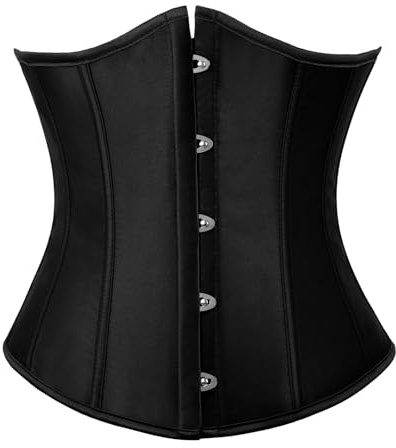TRIWORKS Women's Underbust Corset Satin Waist Cincher Lace Up Corset | Underbust Boned Brocade Waist Training Halloween Gold, 6XL