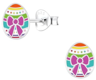 Monkimau Mädchen Ohrringe Easter Egg | Ohrstecker aus 925 Sterling Silber | Kinderohrringe hypoallergen