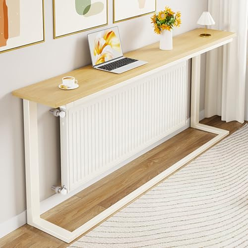 YANGLLYJ Schmale heizkörperregal, heizkörperverkleidung, Radiator Shelf aus Metall, Router Regal, minimalistischer Sofa-Beistelltisch für Flur, Wohnzimmer, Foyer(Beige,80x80x20cm/31x31x8in)