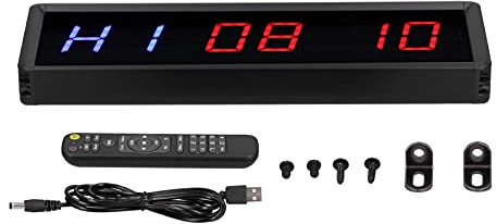 TOPINCN LED-Intervall-Timer, Fitnessstudio-Trainingsuhr, Stoppuhr, Countdown mit Kabelfernbedienung, Geeignet für Fitnessstudio-Training, Aluminiumlegierung