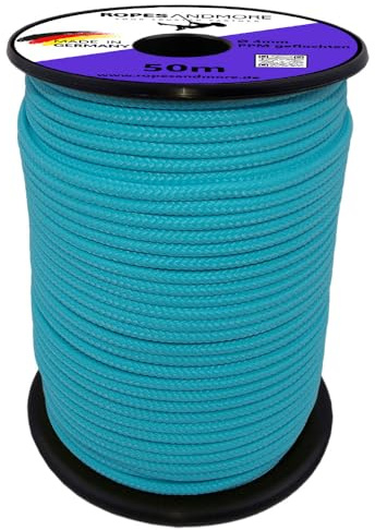 PP Polypropylenseil Seil 4mm 50m PPM 16-Fach geflochten Polypropylen Schnur Kordel +30 Farben von Ropes and More® (Türkis)