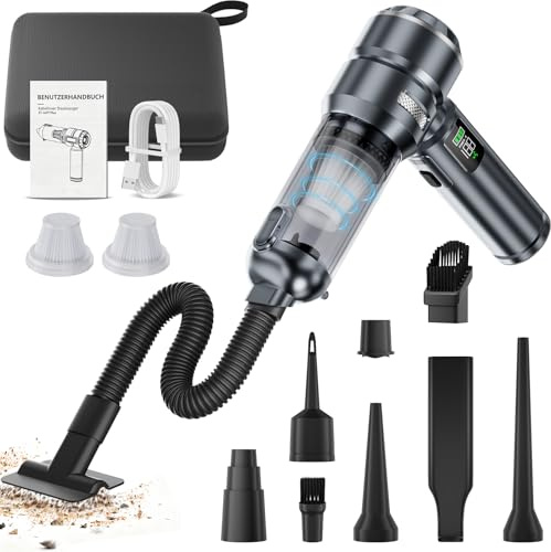 HOVIN Aspirapolvere per Auto – 26000pa Mini Aspirabriciole Senza Fili per Auto, One-Touch Dust Dump con 3 Velocità Motore Brushless, Aspirapolvere Portatile, per PC, Casa, Cucina, Fessure, Angoli