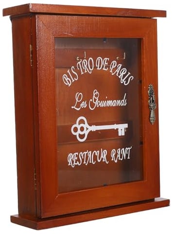 Yardwe Boîte de Porte D'entrée Murale en Bois et Verre Vintage, Boîte de Rangement Pratique et Décorative pour Clés et Objets Quotidiens, pour L'entrée Maison