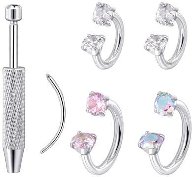 Lantine 16G 18G Septum Piercing Hufeisen Septum Ring Silber Gold Schwarz Nasenpiercing Hufeisen Piercing CZ Creolen Nasenring Edelstahl Helix Tragus Lippenpiercing Rook daith piercing Ohrring 6mm 8mm