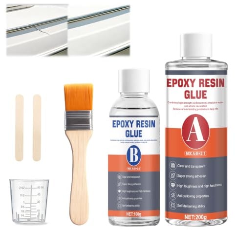 Resine Epoxy Kit, Fibre de Verre Carrosserie(non inclus Tapis) | Résine Polyester et Durcisseur, Forte Adhérence, Résistant aux Intempéries et Imperméable, pour Réparer le Bois, les Navires