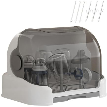 Child Bottle Organizer Dryer Dust-Proof Space Saving Reusable | Bottle Organizer With Removable Drain Tray for Countertop Kitchen Home Travel Daycare Parents Breastfeeding Pump Mother Boys