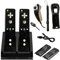 GN-009B 2x Remote & Nunchuk Controller & 1x Charging Dock Controller Includes 2 Pcs of 2800mAh Battery Pack For Nintendo Wii & Wii U Remote - Plum Blossom D-Pad & Triangle (Design B - Black)