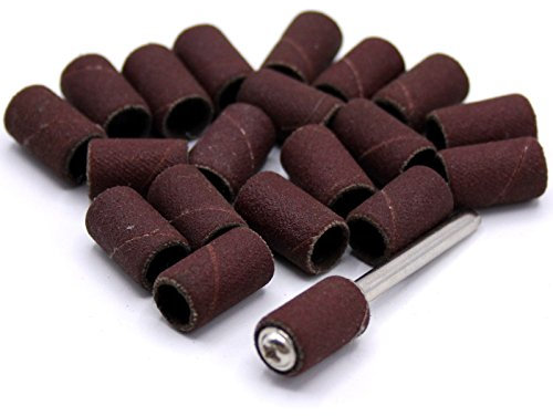 20x Schleifhülsen Körnung 600 + 1x Aufnahmedorn 6x12,5mm für Dremel, Proxxon Zubehör Multifunktionswerkzeug Schleifbänder Schleifrollen Schleifkappen