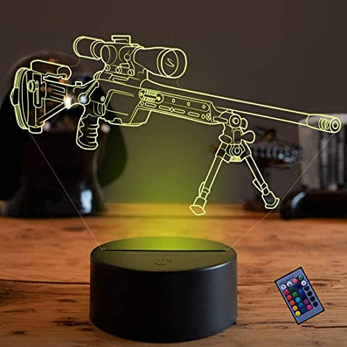 YTDZLTD Optische Täuschung 3D Waffe Nacht Licht 16 Farben Andern Sich Fernbedienung USB-Strom Touch Schalter Dekor Lampe LED Lampe Tisch Brithday weihnachten Geschenk