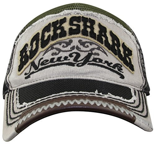 MINAKOLIFE Rock Shark Baseballkappe im Used-Look, Baumwolle, bestickt, Snapback - Grau - 56-60 cm