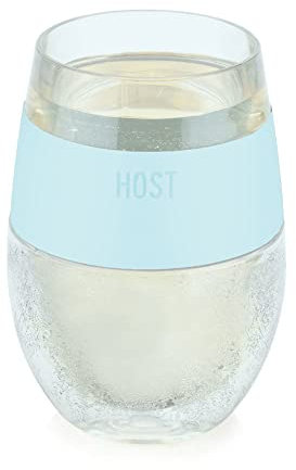 Host Wine Freeze Cooling Cup, Plastic Double Wall Insulated Freezable Drink Chilling Tumbler with Freezing Gel Wine Glasses for Red and White Wine, Set of 1, 8.5 oz, Ice