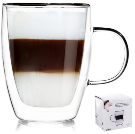 Orion Tasse de Café Double Paroi Coupe en Verre 300 ML | Tasses en Verre pour café Latte Cappuccino | Tasses à Café Résistant à la Chaleur | Double Verre Borosilicate