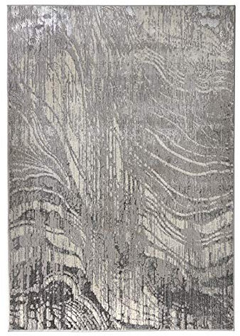 e-Rugs Moderner Metallic-Teppich mit abstraktem Muster, silberfarben, 120 x 170 cm