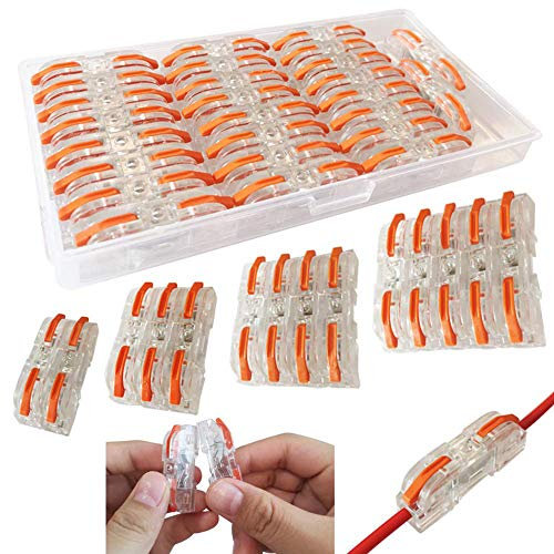 CTRICALVER 26 pcs SPL-1 Compact Wire Connectors, Conductor Wire Clamp Terminal Block with Levers for Solid, Stranded, and Flexible Wire Cables (Red)