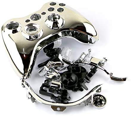 Carcasa cromada con botones completos, accesorios para mando inalámbrico Xbox 360 (plata)