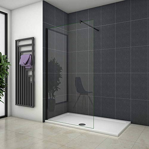 Mamparas de Ducha Pantalla Panel Fijo Perfil Negro Mate Cristal Antical 10mm Barra 70-120cm - 120x200cm
