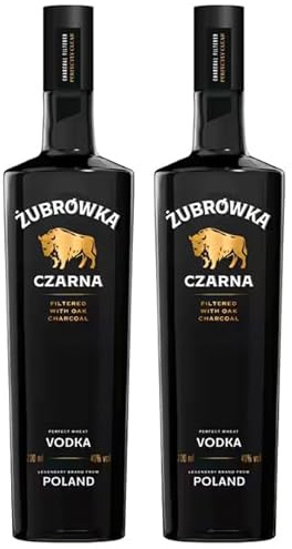 2 Flaschen Zubrowka Black Czarna Wodka a 0,7L 40% Vol.