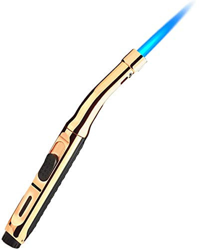 ibforcty Torch Lighter with Fire Lock, Visible Fuel Window Lighter Adjustable Jet Flame for Grill Candle Kitchen BBQ Fireworks (Butane Not Included)