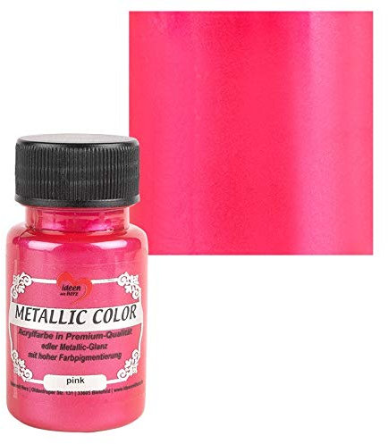 Ideen mit Herz Metallic Color | Metallic-Farbe | hochwertige Acrylfarbe in Premium-Qualität mit edlem Metallic-Glanz und hoher Farbpigmentierung | 50 ml (pink)