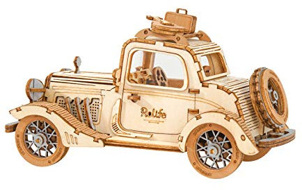 Rolife 3D Holzpuzzle Erwachsene Modellbau Car Modellbausatz Erwachsene Holzbausatz für Erwachsene Basteln 3D Puzzle Kinder Oldtimer 164 Teilen, Vintage Car
