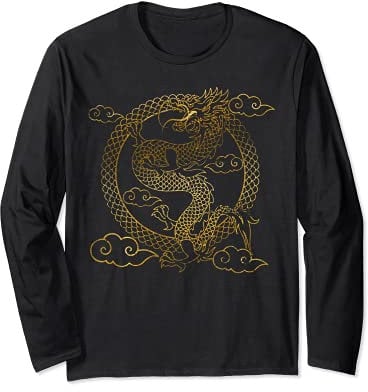 China Mythical Creature Asian Fantasy Animal Chinese Dragon Long Sleeve T-Shirt
