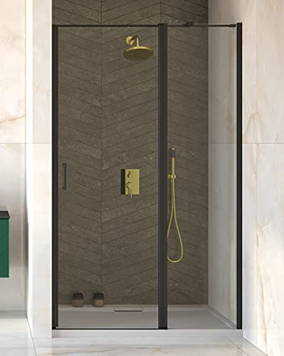 ECOLAM® Nischentür transparent Duschtür Duschabtrennung Duschkabine EXO-C 110 x 190 schwarz Black Echtglas Glas