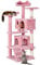 Yaheetech 138.5cm Cat Tree Cat Tower Multilevel Pet Activity Tree Centre Pet Climbing House Condos Scratching Posts Ladder for Kittens, Pink