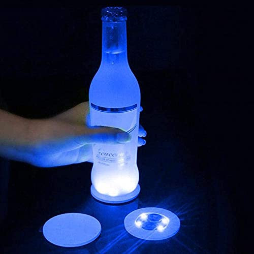 LED Dessous de Verre, 6 Pièces Les sous-Verres de Voiture à LED Allument des sous-Verres sous-Verres à LED (Bleu)