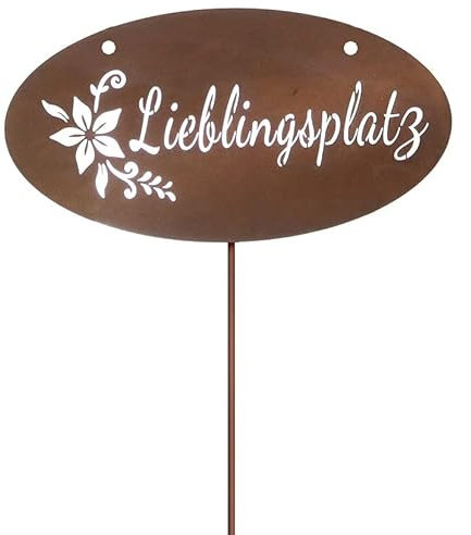 naninoa Metall Stecker. LIEBLINGSPLATZ. Rost Gartenstecker. braun ca114 cm. Dekoration für Garten
