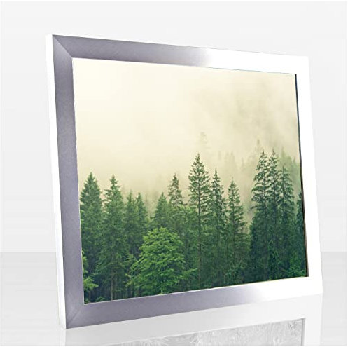 Monaldo Deluxe Bilderrahmen Posterrahmen 91 x 61 cm Alu Gebürstet Optik Wechselrahmen weisser Hintergrund Antireflex Kunstglas