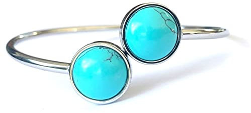 ASTER ALHELÍ - Armband Damen Edelstahl und Natürliche Steine - Armband Mädchen Heilung Halbedelstein - Schutz Charme - Perfekt zum Verschenken (Türkis)