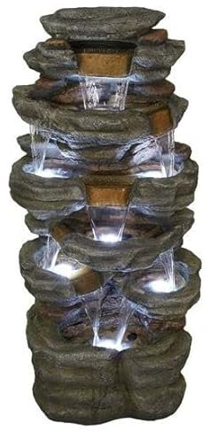 Cramlington Slate Multifalls Rock Effect Water Feature On Solar