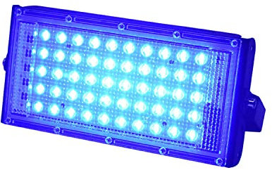 QQY Projecteurs LED extérieurs, Feu de sécurité extérieur super allumé de 5000lm, Ip66 projecteurs étanches Garage patio arrière (50W, Bleu)