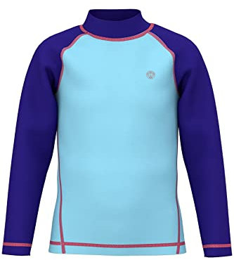 HDTIYUYP UV Shirt Kinder Langarm - Mädchen Wasser Schwimmen Tshirt Rashguard Jugend Badeshirt Surf T-Shirt Schnelltrocknende Strand Shirt Wet Top Hellblau 13y