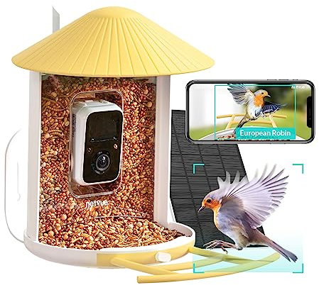NETVUE by Birdfy Smart Bird Feeder Camera, Auto-Identify, Notify, Record Bird Video, Collect Permanently, Birdwatching Recap, HD Clips Storage, Solar Powered, Lifetime AI Included